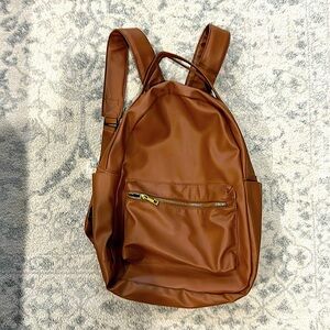 Faux leather brown backpack